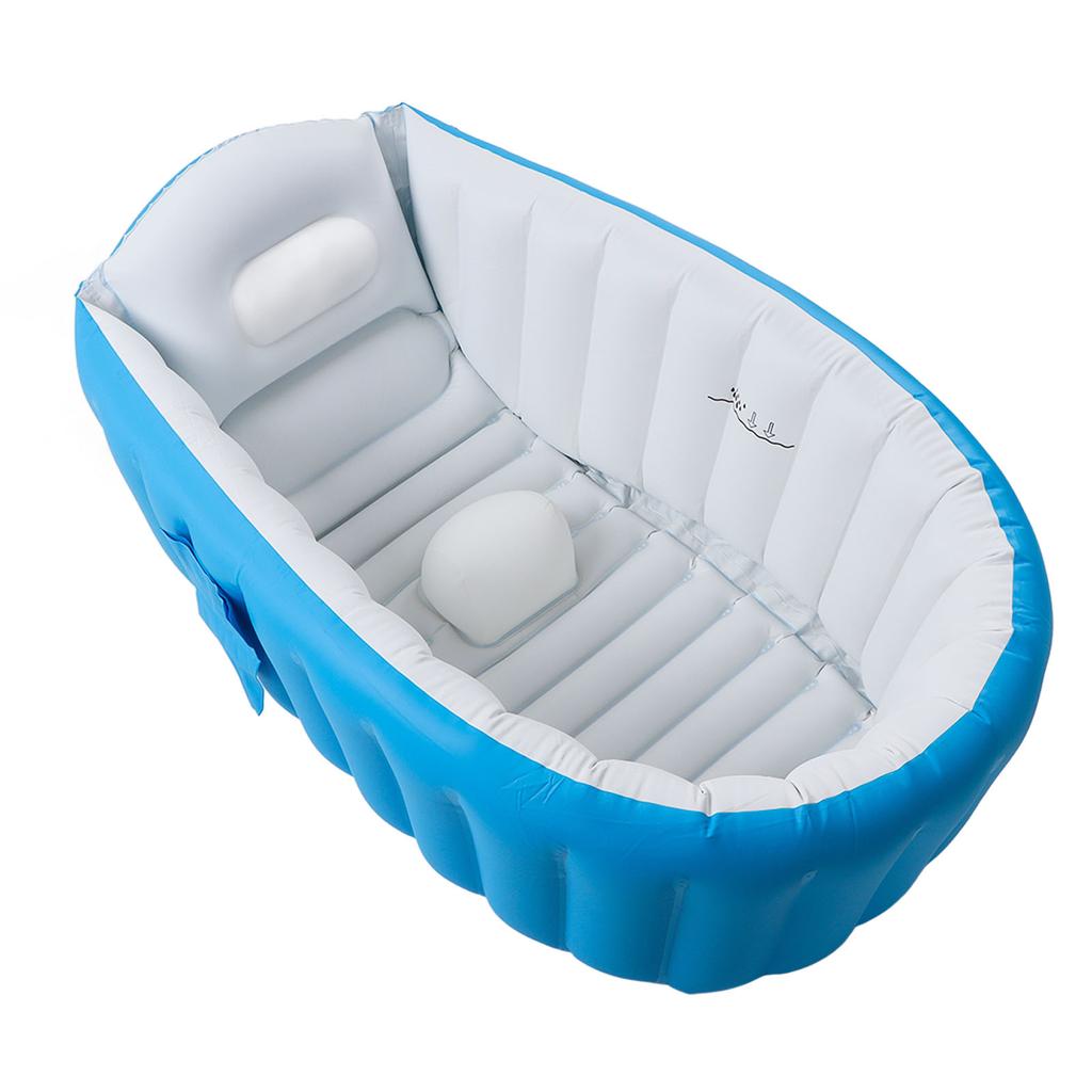 Inflatable Baby Bathtub with Air Pump Water Level Marker Skid Resistance Bottom Foldable Toddler