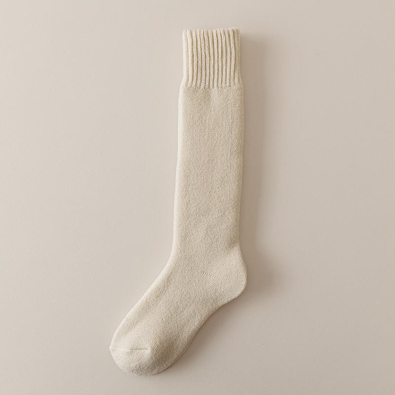 Men's Fleece-Lined Cashmere Socks: Calf-Length, Imitation Wool, Thick, Warm, Perfect for Spring, Autumn, and Winter.