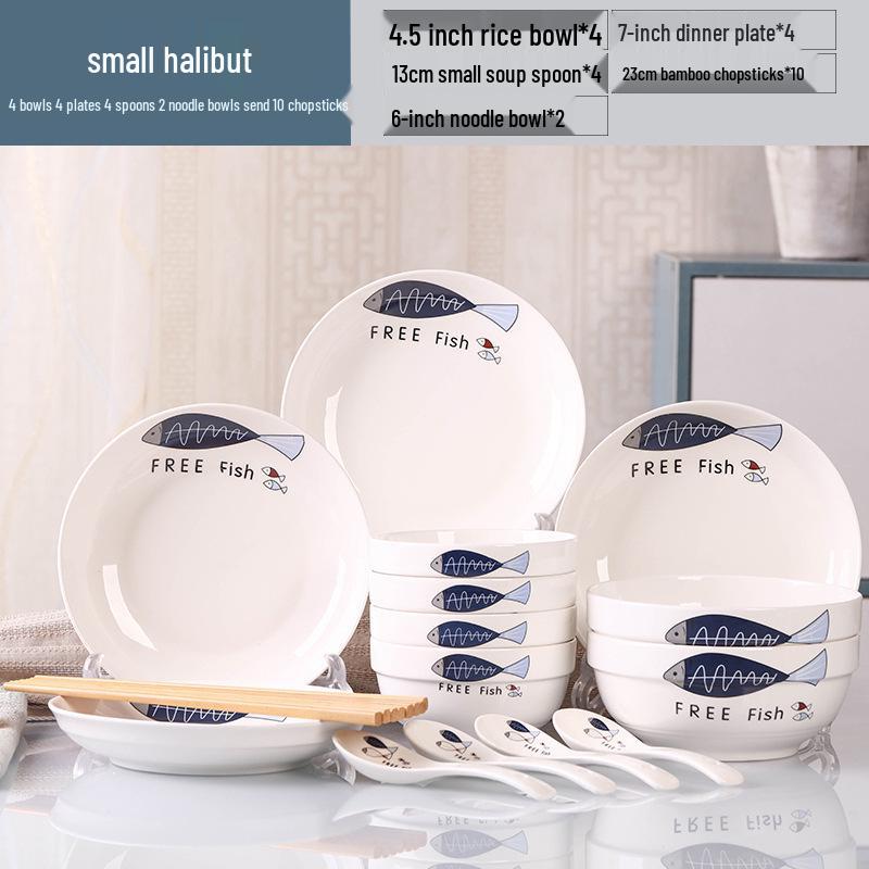 2026 Stylish 8-Piece Dinnerware Set: Plates, Bowls & Chopsticks for Student Dorms