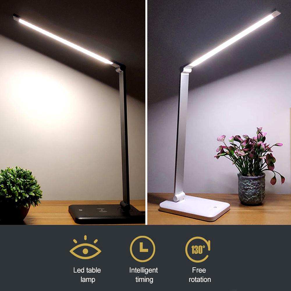 5V 380LM Desk Lamp Eye-caring Flexible Table Lamps Touch Sensor with Android USB Charging Port for Computer Phone