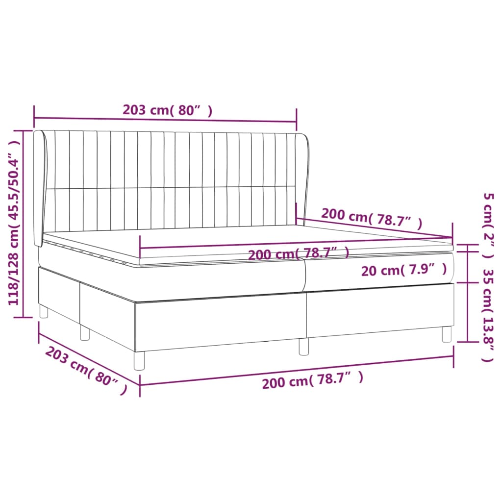Vidaxl Letto Continentale Con Materasso, Grigio Chiaro, Velluto, 200X200Cm