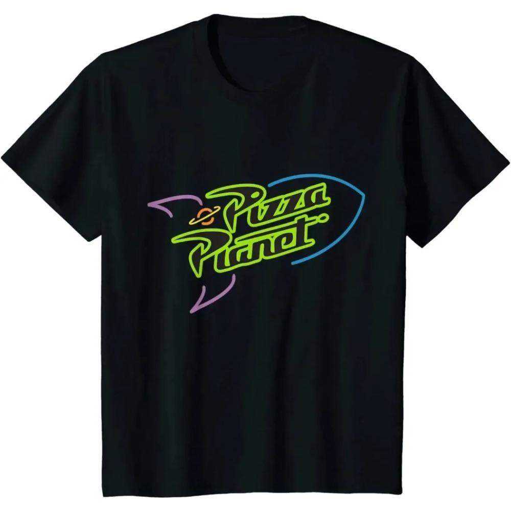 Pixar Toy Story Pizza Planet Raumschiff Neon T-Shirt Herren Damen T-Shirt Vintage Baumwolle Oversized Hip Hop Kurzarm T-Shirt Oberteile