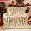 Blanket 1pc Adorable Animals And Flowers 2D-printed Flannel Throw Blanket-soft and Cozy Suitable for Use On the Sofa While Traveli