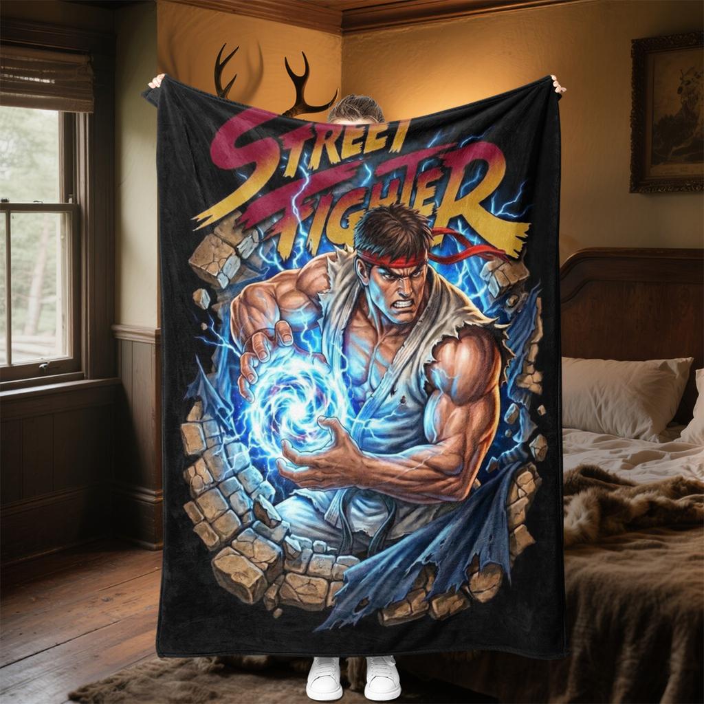 Super Street Fighter Ii Artwork Blanket Soft And Portable All Season Home Bed Sofa Blanket Office Travel Nap Break Warm Blanket