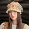 Women's Retro Plaid Plush Hat - Autumn Winter Warm Short Brim Versatile Slimming Travel Photo Hat