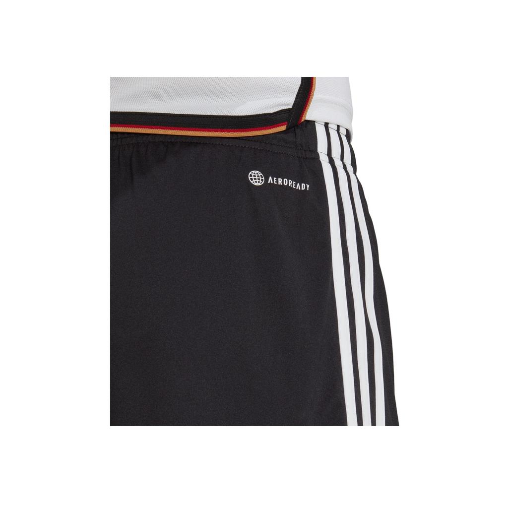Adidas FW22 Logo Print Three-Stripe Elastic Waist Soccer Shorts Germany Home Kit Men Bottoms Black HJ9605