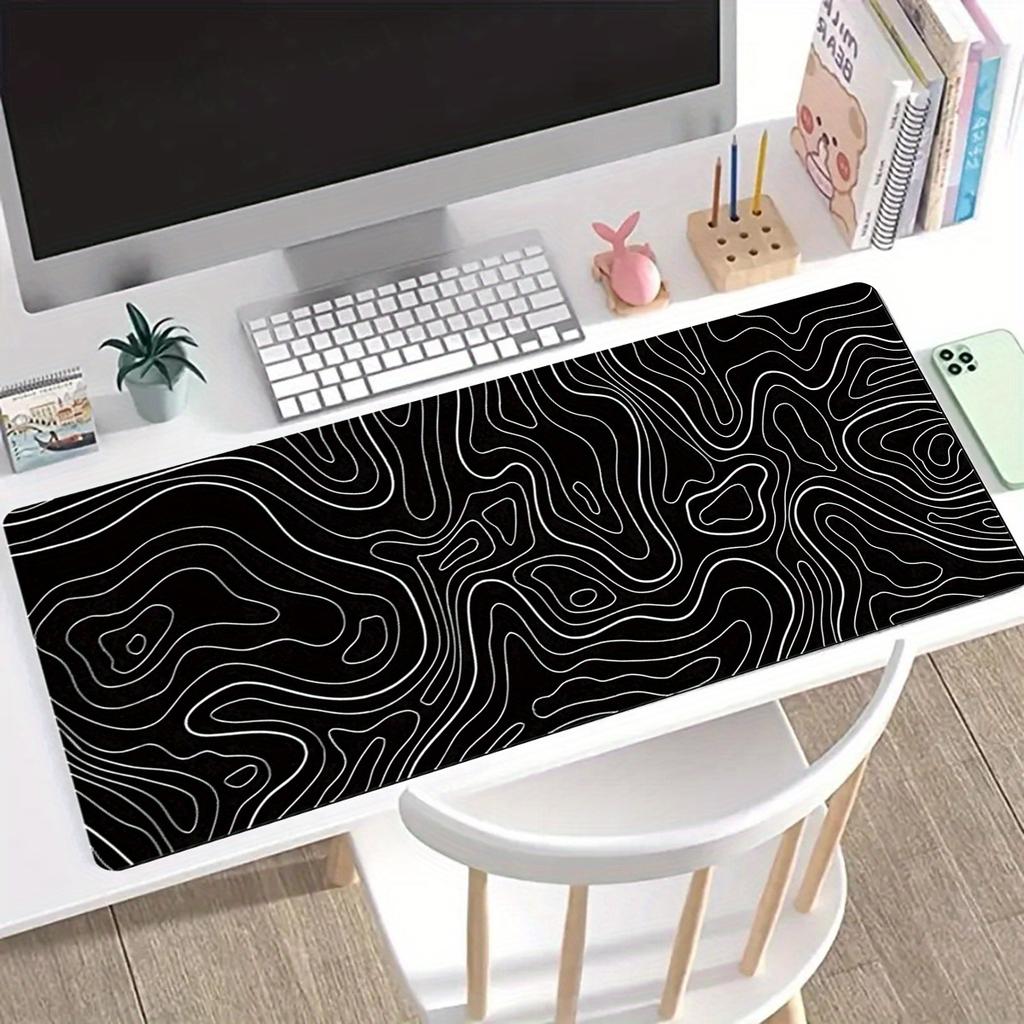 Mouse pad with large heat map abstract lines, new fluid ripple anti slip pad