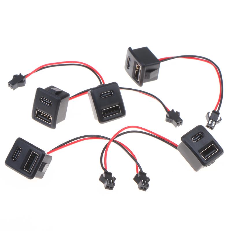 Double Layer Type-C Socket USB Female Base with Cable Connector 1/2/5Pcs for Reliable Device Connection and Charging