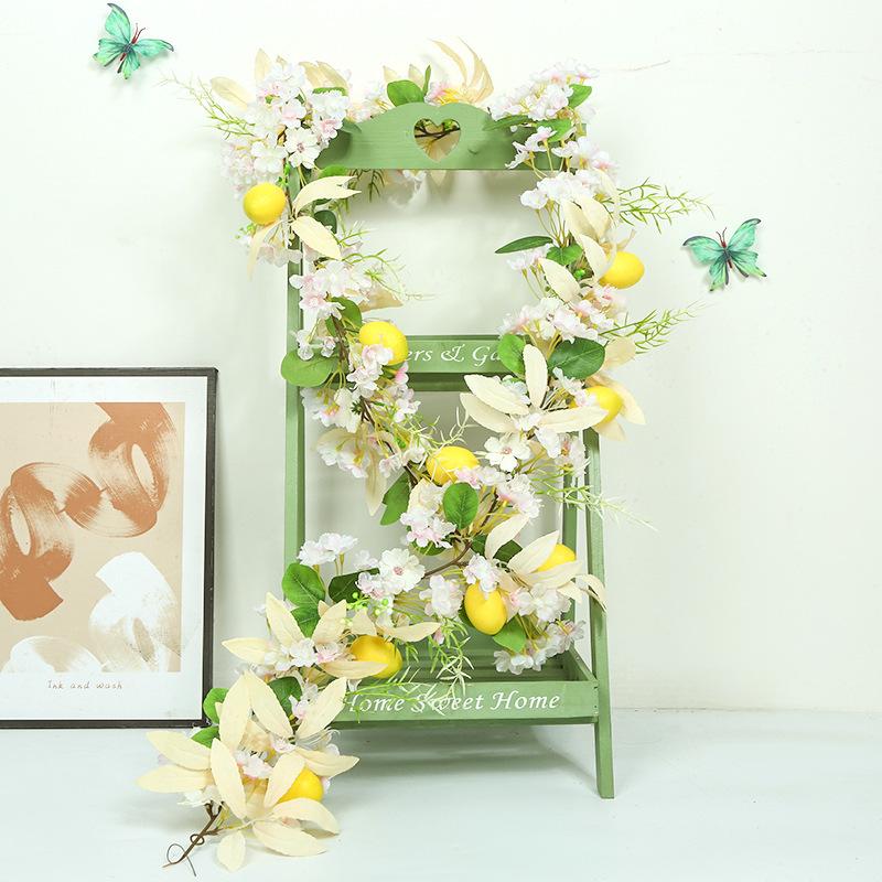 Simulation Spring Vine Cherry Blossom Vine Home Decoration Vine Lemon Fruit Simulation Plant Decoration Simulation Vine