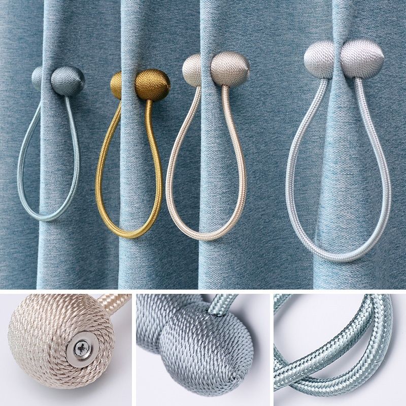 Magnet Curtain Buckle Tiebacks Curtain Clips No Punch Modern Curtain Accessories Pearl Magnetic Ball Home Decoration Accessories