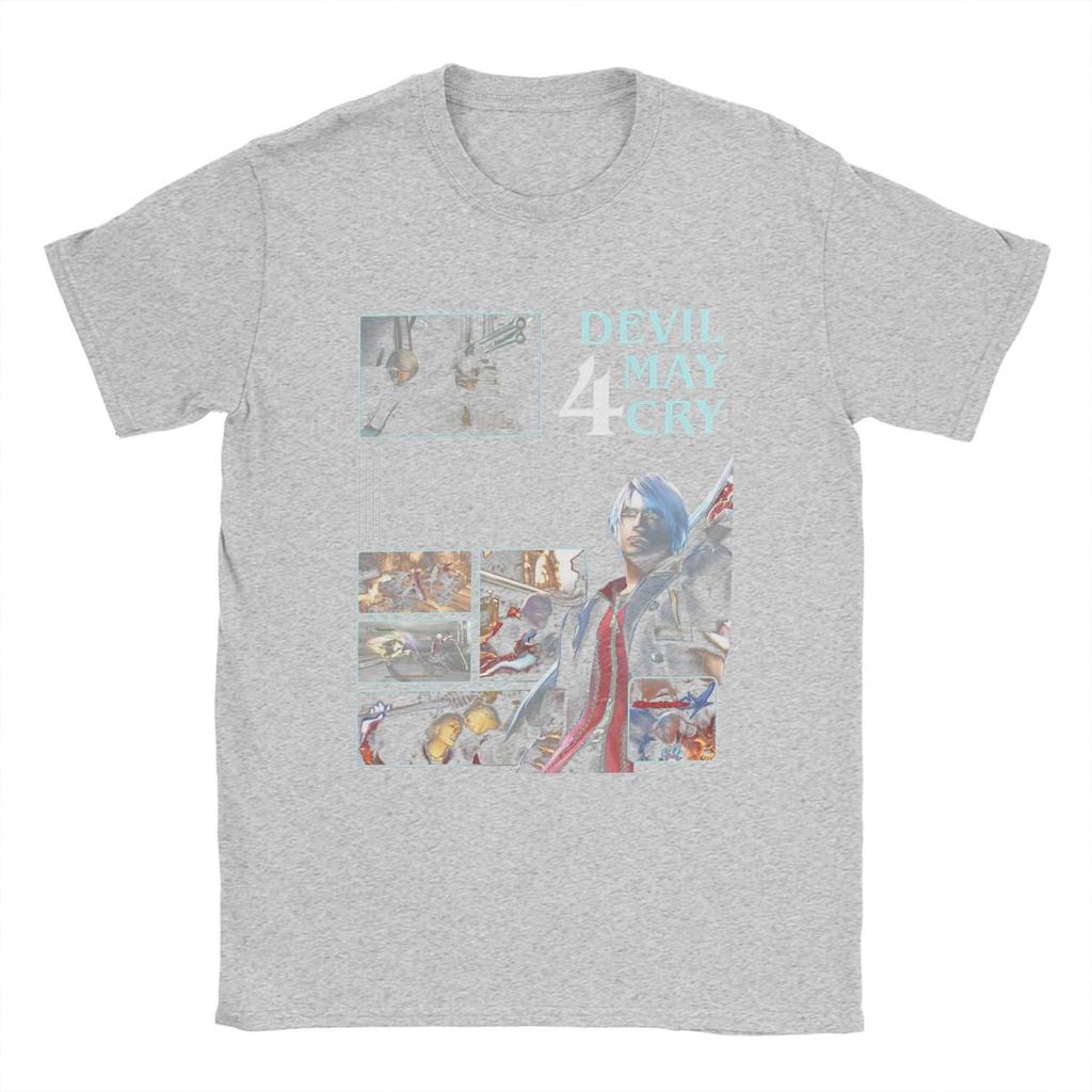 Funny Devils Action Game May Cry T-Shirt Men Crewneck Cotton T Shirts PC Gaming DMC Short Sleeve Tee Shirt 4XL 5XL Tops