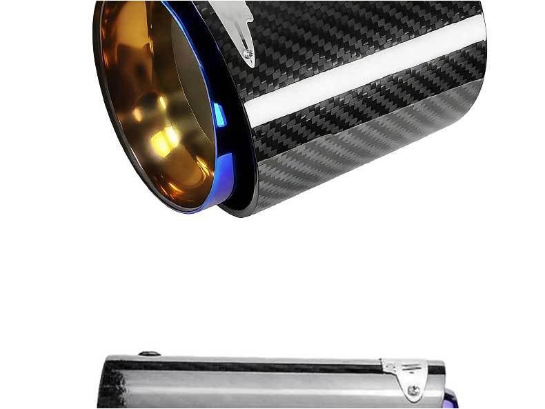 BMW MINI JCW Black & Blue Carbon Fiber Stainless Steel Exhaust Tips