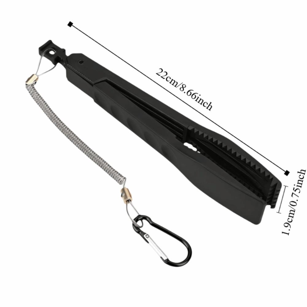 Durable Plastic Fishing Clamp with Retractable Lanyard 22×1.9cm Fishing Gripper Black and Red Fish Grabber Fishing Accessory