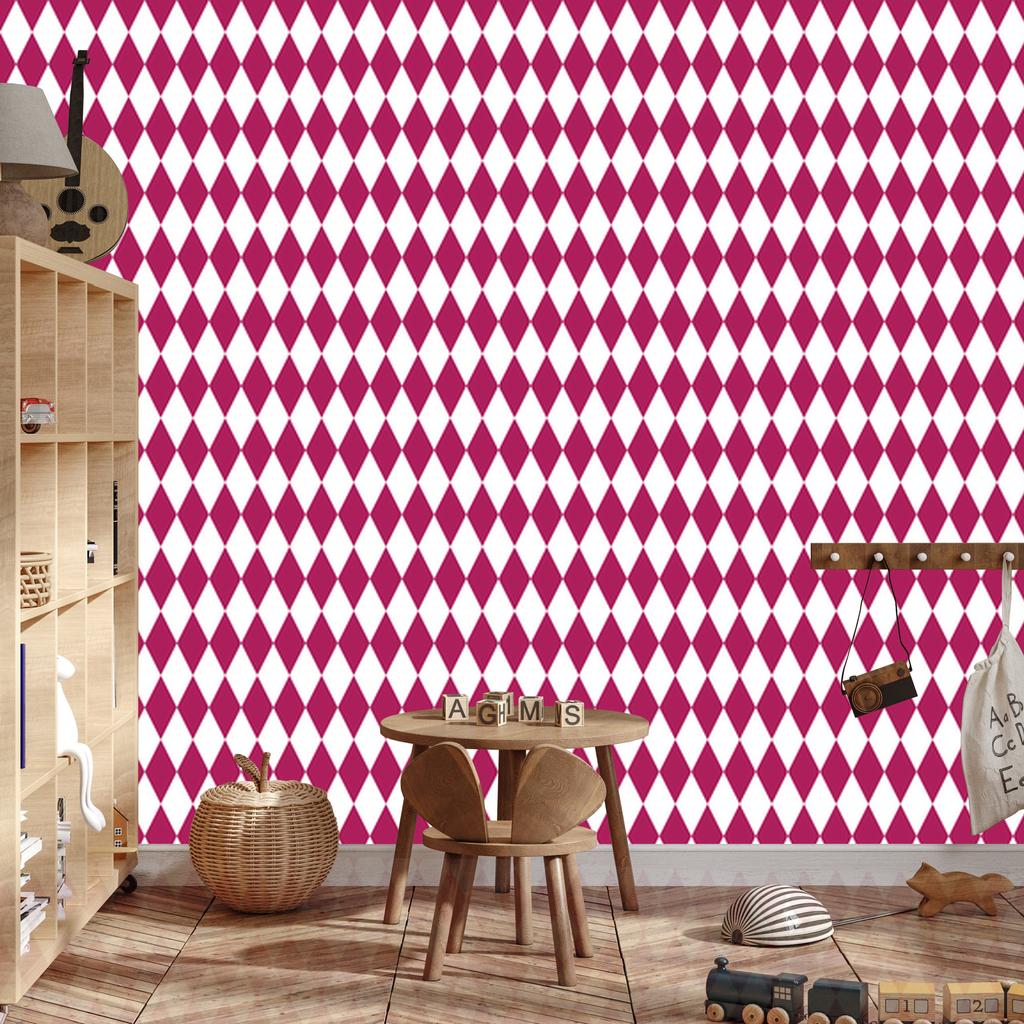 Harlequin Diamonds Wallpaper Purple, White and Powder Pink 50x1000
