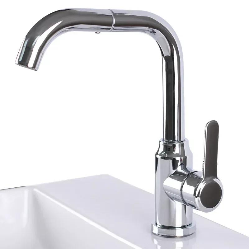 Basin Faucet Bathroom Sink Mixer Faucet Deck Mounted Splash Proof Water Tap Stainless Steel Single Handle Bathroom Faucets