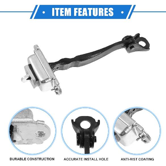 2 Pcs Door Check Stop Strap No.80430ZX60A/80430JA000/80430ZN51A for Nissan Altima 2007-2012, Durable Metal Silver Tone Front