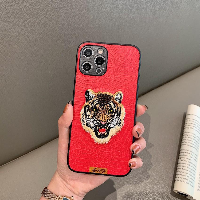 Premium Embossed Tiger Head Leather Case for iPhone 17/16 Pro Max/15/14