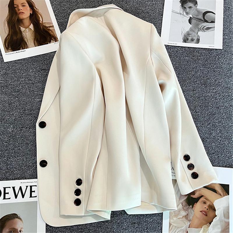 Women's Beige Petite Blazer - Casual Street Style for Spring and Autumn