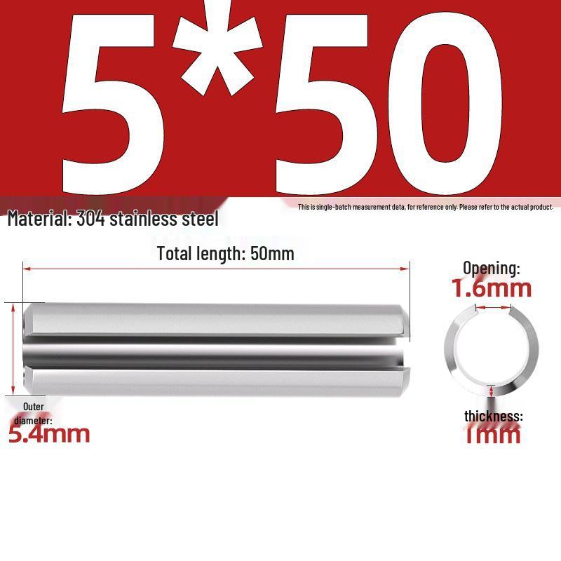 304 Stainless Steel Slotted Spring Pin, Cylindrical Shaft Pin, Locating and Hollow Pin (M5-M12)