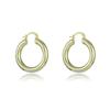 Wind Element Rings Earrings Smooth Metalized Gold Color Versatile Temperament New Arrival Female Earrings Round Ins EarringsTrendy Finger Ring