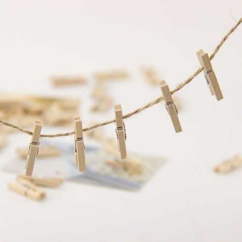 PULABO 50pcs Small 30mm Mini Natural Wooden Clips, Multifunctional Craft Decoration Clips, Photo Paper Pegs, Clothespins, Practical and Novelty