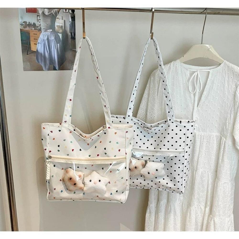 Sweet And Cute Polka Dot Ulzzang Ita Bag New Texture Casual Fashion Shoulder Bag Women'S Large Capacity Portable Tote Bag