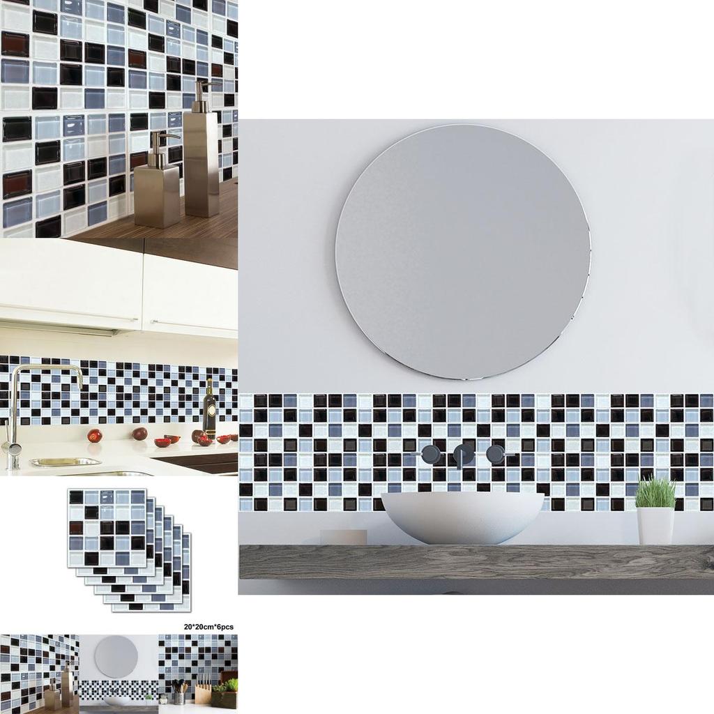 Elegant 3d Mosaic Self-adhesive Oil-proof Wall Sticker Set For Home Kitchen Decor