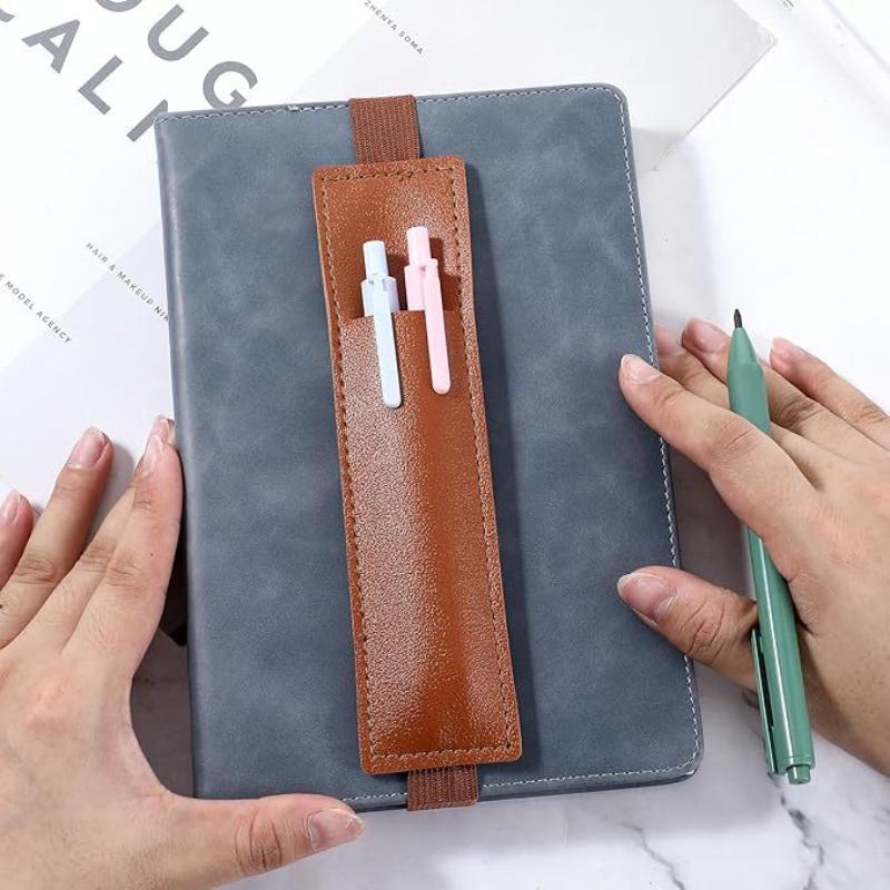 Pu Leather Elastic Notebook Band Holders Adjustable Pen Sleeve Pencil Pouch Holder Strap For Notebook Binder