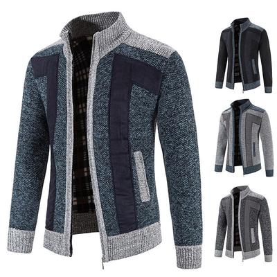 Cardigan Fermeture Éclair Épais Velours Plus Col Montant pour Homme - Tricot Chaud Lâche Automne/Hiver