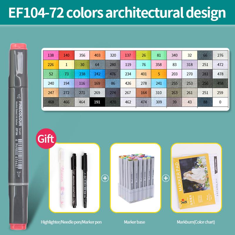 EF104 Double-Head Alcohol Marker Pens Sketch Design Marker Brush Pen Beginner Manga Graphic Drawing Art Supplies
