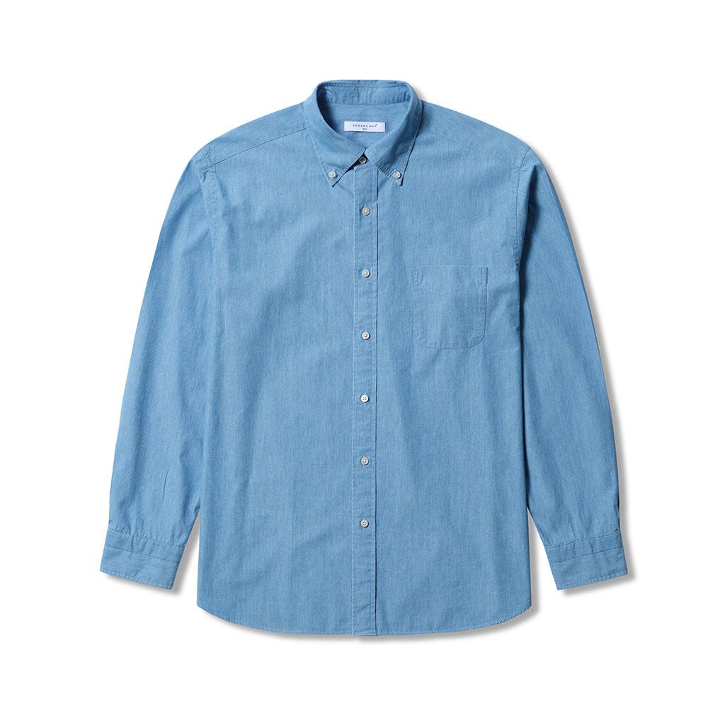 Edward Max Denim Chambray Garment Wash Shirt M