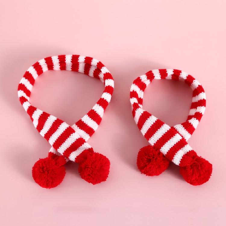 Pet Cats Collar for Christmas Puppy Scarf with Pom-Pom Dog Dress Up Accessori