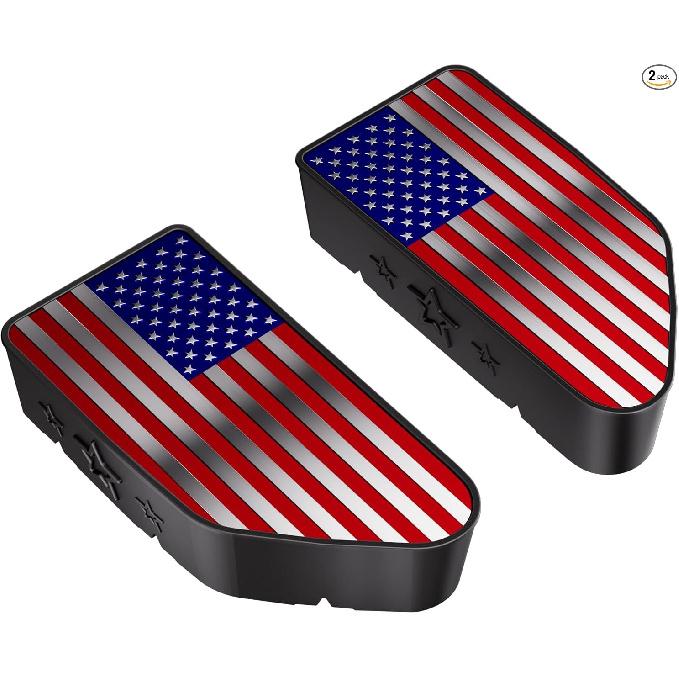 Bed Rail Stake Pocket Covers for Pickup Trucks, Truck Caps Rear Flag(Red/Blue)