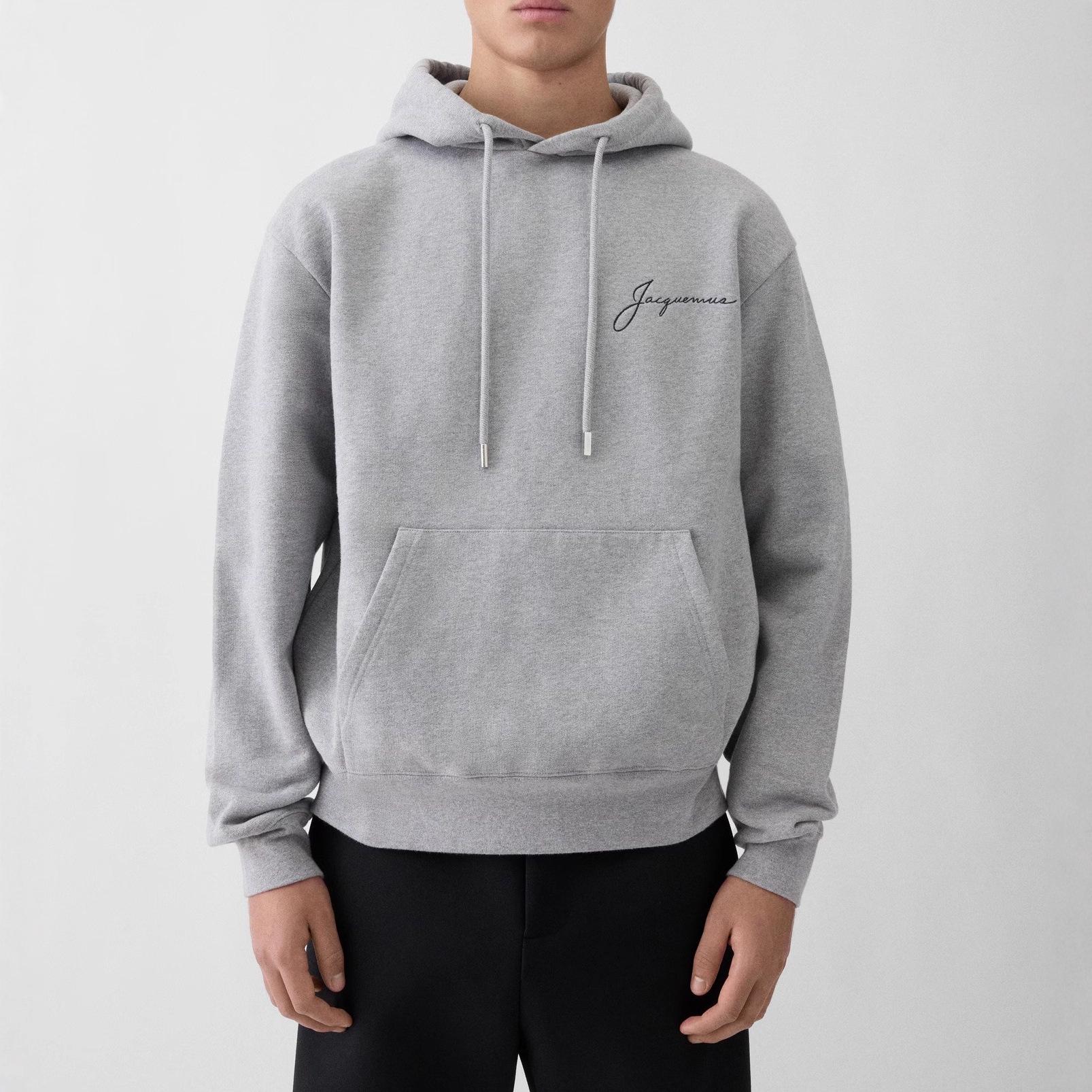 

Модный унисекс худи с карманами 25-го года, стиль Jacquemus, для ранней осени M серый
