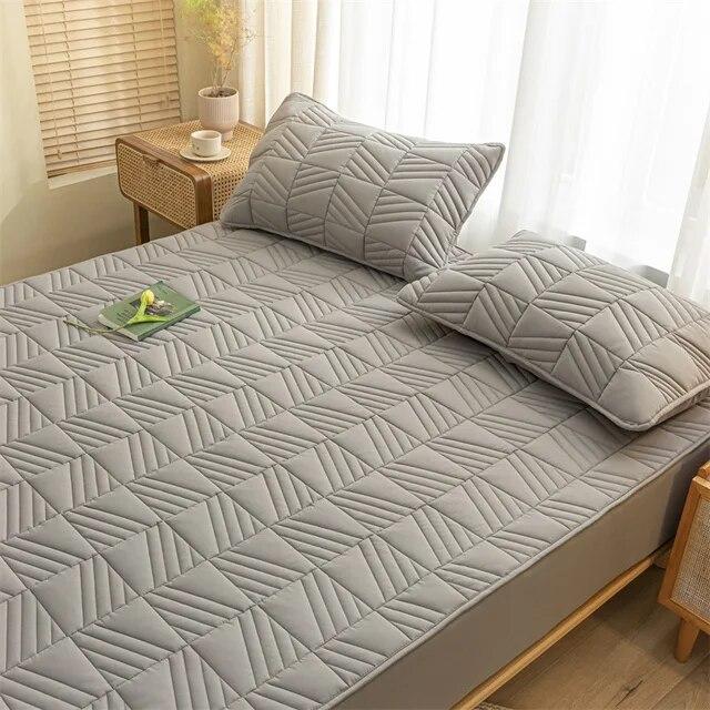 Soy Cotton Bedding Thick Quilted Mattress Cover Elastic Fitted Mattress Protector Bed Linens Soft Pad for Bed Without Pillowcase