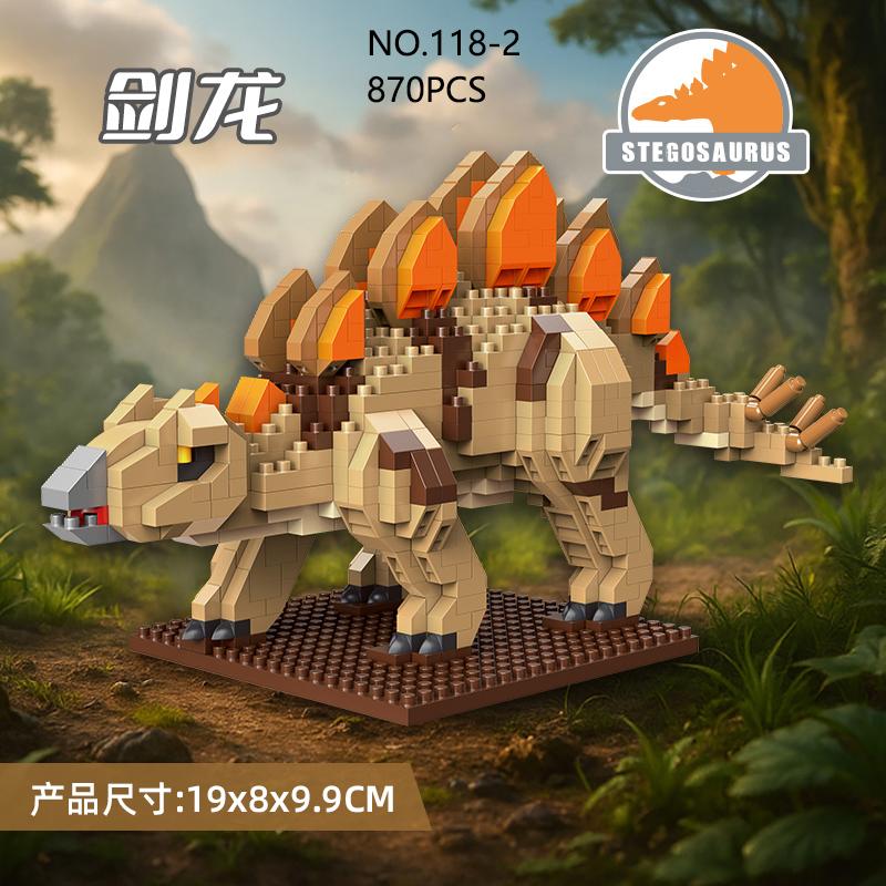 Jurský svět Dinosauři Stavebnice Zvířata Model Sestavovací Hračky Mikro Kostky 3D Puzzle Hračky Pro Kluky Dárky