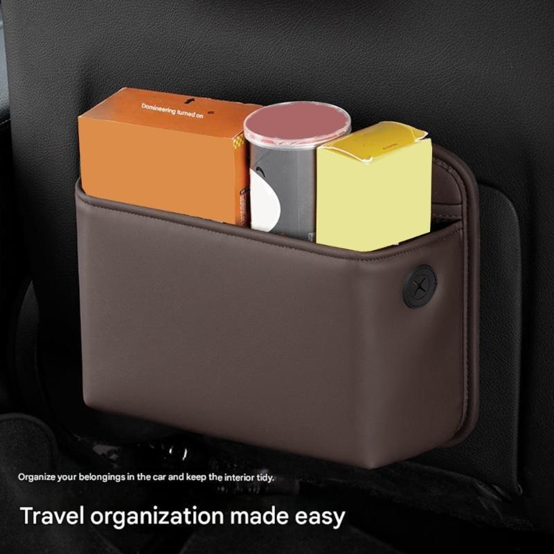 Leather Automotive Trash Can Dust Bin With Leakproof And Easy Clean Features For Car Cabin Organization Quick Install