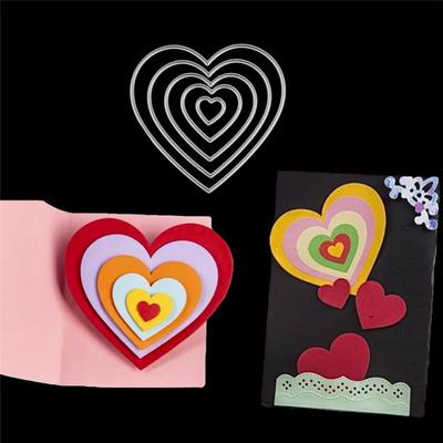 Five Hollowed Out Heart Shapes Scrapbooking Metal Cutting Dies Stencils for DIY Album Paper Card Decor