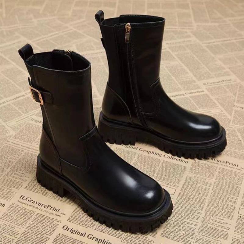 Fashion Ankle Boots for Women Plain Thick Platform Lightweight Booties Chic and Elegant Autumn On Promotion New In Woman Short Shoes Y2k