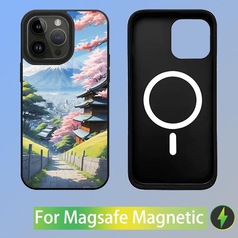 Japan Anime Landscape Phone Case For iPhone 15,14,13,12,11,Plus,Pro,Max Mini Magsafe Magnetic Wireless Charging
