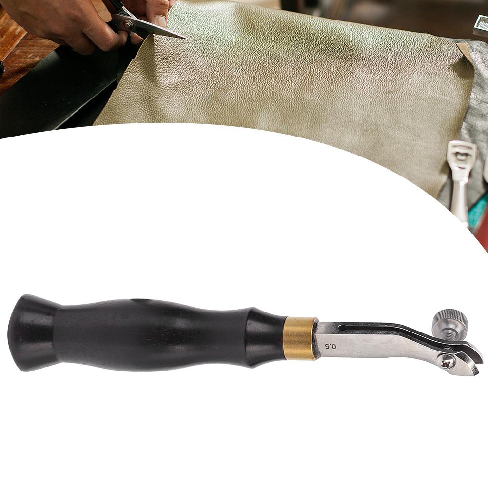 Ebony Handle Adjustable Stainless Steel Edge Creaser Leather Craft Press Hand DIY Tool