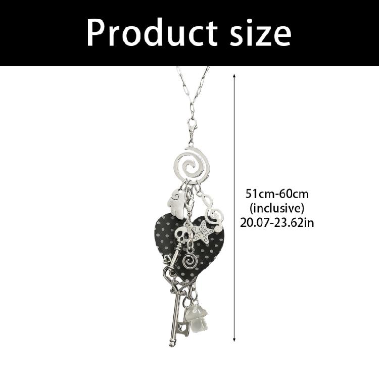 Trendsetting 60cm Extendable Charm Necklace Showcasing Artistic Dot Heart Skull And Spirals Details Elegant Clavicle Chai