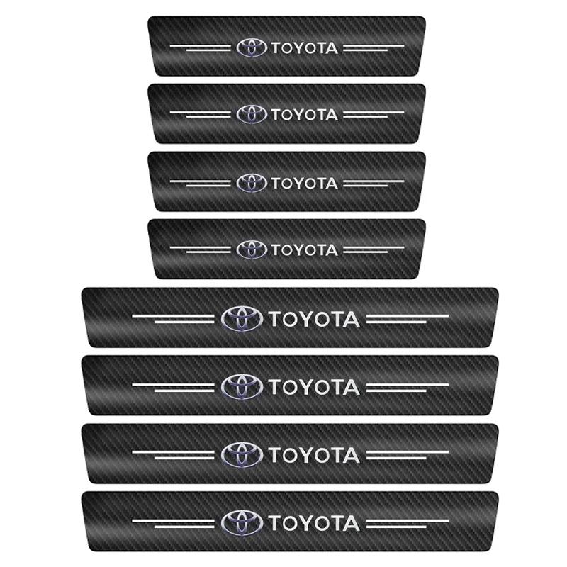 Carbon Fiber Car Door Sill Protector Threshold Stickers For Toyota Corolla Yaris Rav4 Camry Avensis Auris C-hr Prius Vios AYGO