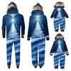 Parent Child Outfit - Christmas Print Family Matching Hooded Long Sleeved Zippered Jumpsuit Set