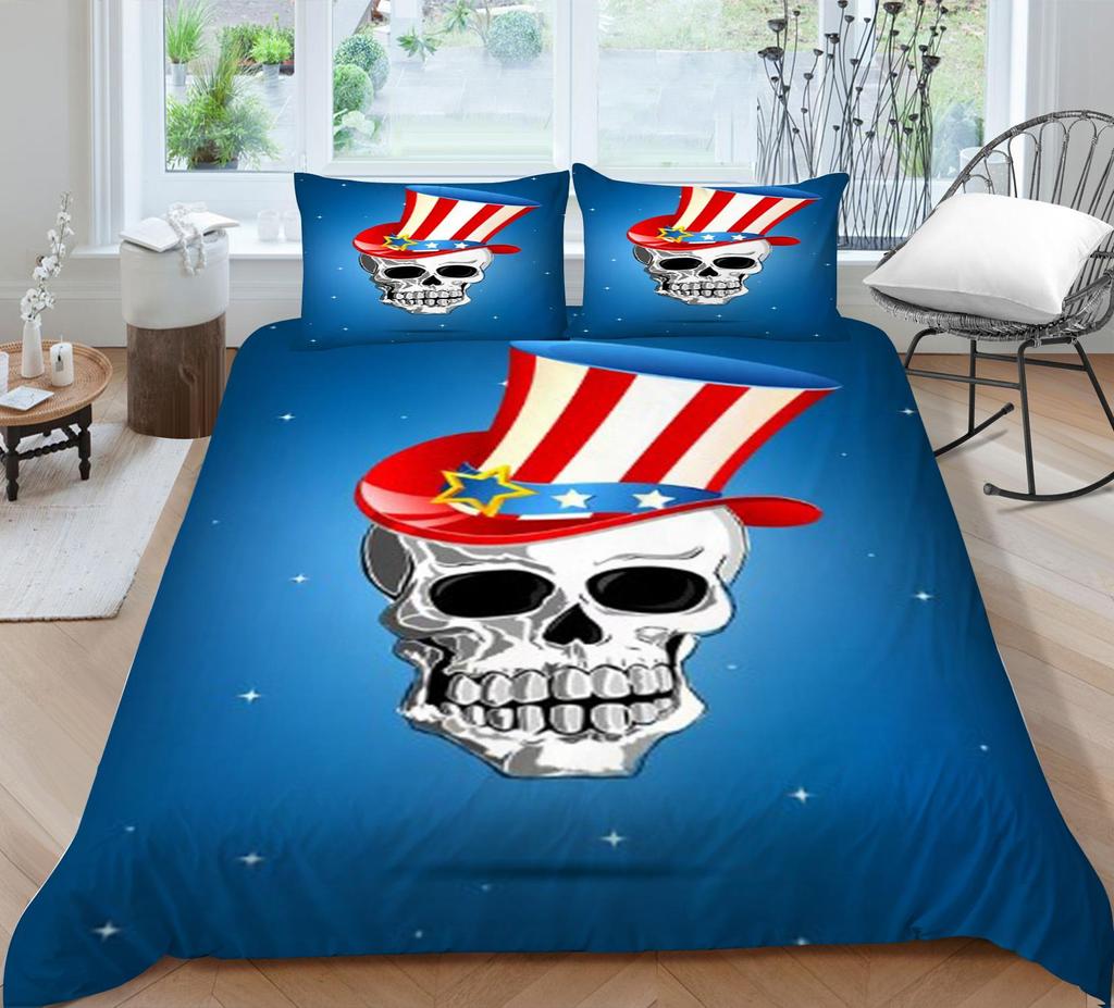 3D Duvet Cover Skeleton Home Bedding Set Microfiber Polyester Children Teen King Double Size Cool Quilt Cover