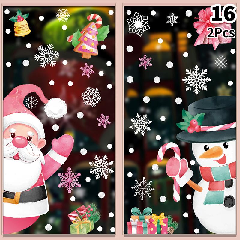 Removable Christmas Pvc Static Sticker Santa Window Stickers Beautify Snowflake Wall Decals New Year Party Glass Dress Up