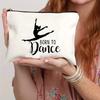 1pc Simple "BORN TO DANCE" Pattern Print Cosmetic Bag, Gift For Her, Makeup Organizer Bag, Women Travel Cosmetic Bag