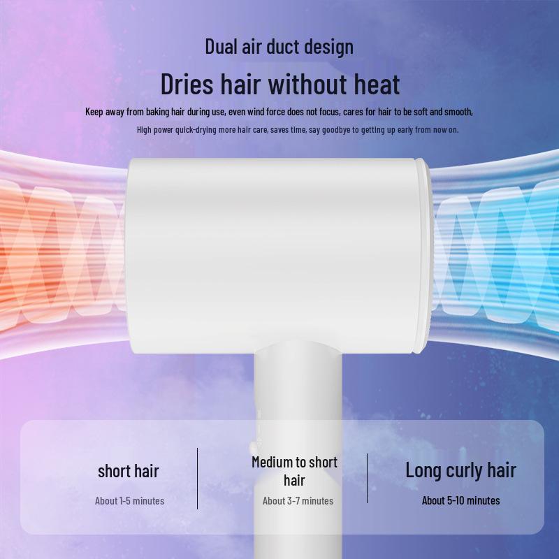 Lightweight Quiet Hair Dryer with Strong Wind & Negative Ion for Fast Drying - Ideal for Home, Travel, Dormitory & Students