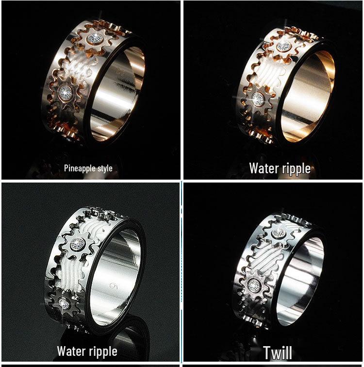 Rotating Diamond-Studded Star Gear Ring for Men and Women - Couple's Full Diamond Pinky Ring