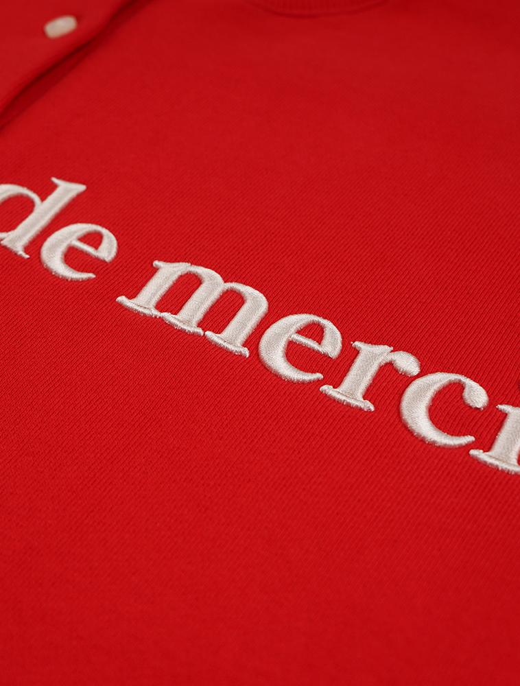 LA MAISON STUDIO Women'S Crop Classic Logo Embossed Embroidery Heavy Terry Henley Neck Red (Fcd3Ts708W)